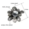 Обручальные кольца Leeker Vintage Grey Pearl Big Flower for Women Antique Silver Color Женская ретро -заявления ювелирные изделия ZD1 LK8