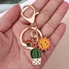 Keychains Lanyards Cute Enamel chain Sun Rainbow Cloud Cactus Ring Plant Chains For Women Men Handbag Accessories DIY Jewelry Gifts 230103