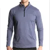 Mäns T-skjortor Europeiska och amerikanska långärmade snabbtorkande sport som kör Pullover Half Zipper Solid Color Breattable T-shirt