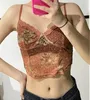 دبابات المرأة مطبوعة شبكة Camisole مثير الربيع الخريف الصيف debardeur الملابس للنساء أنبوب مشد توب