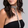 Pendentif de mode polyvalent festif avec long gland Sexy collier de diamants Super brillant collier de chaîne de clavicule pour femmes