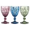 240ml 300ml 4colors European style embossed stained glass wine lamp thick goblets