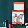 Boîte de boîtes de rangement avec miroir esthétique Cosmétique de grande capacité Vers de roux mural