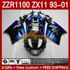 OEM full kropp för Kawasaki Ninja ZX-11 R ZZR-1100 ZX-11R Blue Glossy ZX11R 93 94 95 96 01 165NO.80 ZZR 1100 CC ZX11 ZX 11 R 11R ZZR1100 1997 1998 1999 2000 2001 Fairings Kit Kit Kit Kit Kit