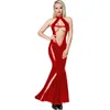 Casual Dresses Plus Size S-7XL Novelty Cut Out Sleeveless Mermaid Dress Glitter Long Trumpet Sexy Ladies Hollow Exposed Back Vestido