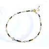 Anklets lii Ji Natural Labradorite Black Spinel Tiger's Eye Clear Quartz med österrikisk kristall glittrande pärlor ankletarmband