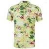 Hommes chemises décontractées hommes chemise hawaïenne 2023 été mâle à manches courtes palmier flamants roses plage fête coton grande taille Camisas Masculinas