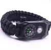 Utomhusöverlevnadsarmband Taktiska paracordarmband utomhus camping 7 Core Parachute Rope Armband med Compass Whistle SOS LED -lamplig lampor