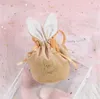 Sac cadeau de mariage créatif en forme d'oreille de lapin, sac décoratif en velours pour bonbons, sac à cordon, sac de rangement de bijoux DE978