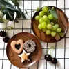 Plates Round Solid Wood Plate Dinner Saucer Dessert Serving Tray Cake Fruit Snack Candy Wooden Dry Dishes