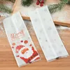 크리스마스 장식 25pcs 산타 클로스 캔디 가방 노엘 쿠키 선물 포장 Xmas 홈 장식 년을위한 투명 플라스틱 포장