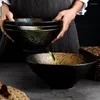 Миски японское стиль рамэн рисовая лапша суп -чаша керамическая бамбуковая шляпа 7/8/9 дюйма домашняя посуда Цветная глазурь Art ZH611