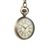 Montres de poche 6014Retro Classic Design Double Digital Ancient Roman Watch Pendentif en bronze Chaîne de ceinture cadeau pour enfants