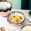Bowls Nordic Luxury Ceramic Bowl Plate Set Tableware Creative Salad Vegetable Fruit Dessert Noodle Crockery 8 Inch