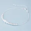 Bracelets de cheville KOFSAC bijoux de mode 925 perles en argent sterling givrées pour femmes Bracelets mignon fille fête pied accessoires cadeaux