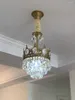 Lampes suspendues Français Rétro Cuivre Cristal Couronne Petite Lampe Droplight Dans Le Salon Lumière De Luxe Couloir Chevet Salle À Manger