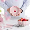 Bols Bol de fraises Mignon Fille Coeur Salade Céramique Maison Petit Déjeuner Dessert Avec Cuillère Fourchette Kawaii Cuisine Vaisselle