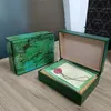 L Yeşil Kılıflar Erkek Kadınlar Ahşap İzleyin Lüks Kutu Kağıt Torbalar Sertifikası Orijinal Kutular Ahşap Kadın İzler Hediye Kutusu Aksesuarları Sürpriz Fabrika Denizaltıları