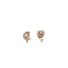 Backs Earrings Korean Jewelry Small Earlobe Asymmetrical Diamond-studded Rhinestone Star Moon Silicone Without Pierced Ear Clips