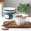 Bowls Ceramic Handpainted Japanese Style Noodle Bowl Double Ear Chopsticks Rice Salad Soup Household Ramen Kitchen