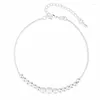 Anklets Kofsac Fashion Jewelry 925 Sterling Silver Frosted Pärlor för kvinnliga armband Söt tjejfest Fot Tillbehör gåvor