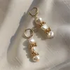 Pendientes de aro Real 14K oro lleno aros boda damas de honor joyería de perlas barrocas Boho Oorbellen Brinco Vintage