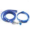 Dog Collars Nylon Animal Printing Adjustable Cat Collar With Bells Leash Pets Neck Accessories For Puppies Kittens Gato