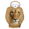 Men's Hoodies Animal Lion 3D Print Sweatshirts In Boys/girls Autumn Warm Long Sleeve Creative Pullovers High Quality Clothes
