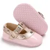 Bebek kızlar ilk yürüyüşçü yürümeye başlayan çocuk yeni doğan pu deri ayakkabı pamuk taban bebek bahar perçin prenses ayakkabılar