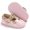 Babymeisjes eerste wandelaars peuter pasgeboren pu lederen schoenen katoen zool baby spring klinknagel prinses schoenen