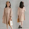 Girl Dresses Teen Girls Knitting Dress 2023 Autumn And Winter Korean Style Children Clothes Thickened Lantern Sleeve Kids Baby #6614