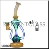 9 inches Recycler Glass Bong Tornado Hookah Recyable Dab Rigs Smoking water pipe bongs Heady Pipes Size 14mm joint with bowl or quartz banger
