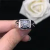 Pierścienie klastra vintage solidne białe złoto 14K męski pierścień 1ct moissanite diamentowy zaręczyny Piękna biżuteria imprezowa dla mężczyzny genialna