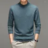 Pulls pour hommes 100 mode Cardigan hommes Pure laine peignée 2023 automne et hiver col Semi haut pull à fond tendance