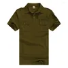 Men's Casual Shirts 2023 Short Sleeve Cotton Solid Men's Military Uniform Style Camouflage Mens Clothing Black