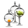 Opslagflessen Europa transparante high foot candy pot met deksel trouwstand voor huisdessert tank decor