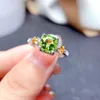 Women Olive Green Geometric Square Ring lady Princess Square zircon Diamond white gold plated fashion Jewelry Gift Opening Adjustable