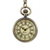 Montres de poche 6014Retro Classic Design Double Digital Ancient Roman Watch Pendentif en bronze Chaîne de ceinture cadeau pour enfants