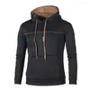 Men's Sweaters Men Hoodie Sweatshirt Solid Color Patchwork Autumn Winter Ribbed Cuff Loose-fitting For Daily Wear