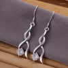 Dangle Earrings High Quality 925 Sterling Silver Fashion Jewelry Elegant Woman Crystal Drop Christmas Gifts