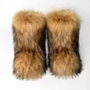 Botas Nova pele de inverno integrada raccoon dog hair mulheres botas de neve sapatos ao ar livre meio 230830