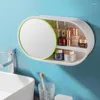 Storage Boxes Wall-mounted Make Up Organizer Cosmetic Box Bathroom Toilet Round Racks Wall Free Hole Finishing