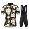 Racing Sets Men's Red Flowers Cycling Jersey Summer Breathable Team Sport Bicycle Clothing Short Bike