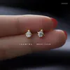 Boucles d'oreilles en argent 925, Mini aiguille en cristal, petit pour femmes, fleur coréenne, amour, cœur, Cartilage, Tragus, bijoux de perçage