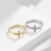 Cluster Rings Stainless Steel "Faith Hope Love" Engraved Pave CZ Cross Ring Wedding Band For Women Men Size 5-10