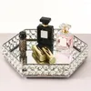 Storage Boxes EU Style Hex Crystal Vanity Makeup Tray Ornate Cosmetic Home Bedroom