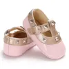 Meninas Primeiras Caminhantes Caminhocas recém -nascidas Sapatos de couro PU Cotton Cotton Sone Infant Spring Rivet Princess Shoes