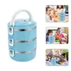 Ensembles de vaisselle Boîte à lunch Bento Conteneur empilable Contenants en acier inoxydable Compartiment isolé Portable Tiffin Tierstacking Thermique