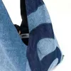 Väskor mm6 kvinnor japansk stor kapacitet mode blå denim tryck handväska shopping tygväska