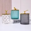 Storage Bottles Transparent Glass Jar Golden Lid Tea Coffee Sugar Jars Jewelry Decoration Candle Kitchen Container